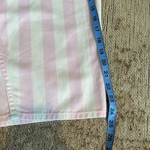 Vertical pink and white striped vintage long shorts/capris by No Excuses - Picture 6 of 6